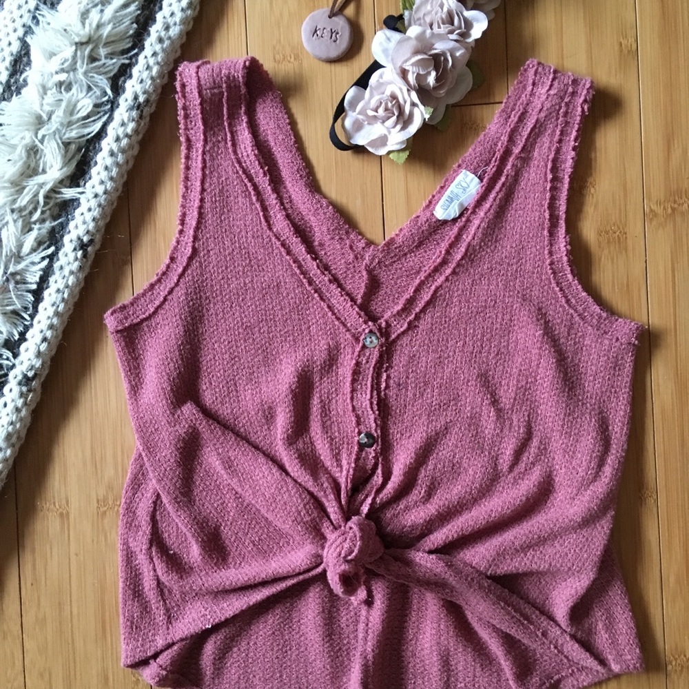 Waffle Knit Sleeveless Top (XS)